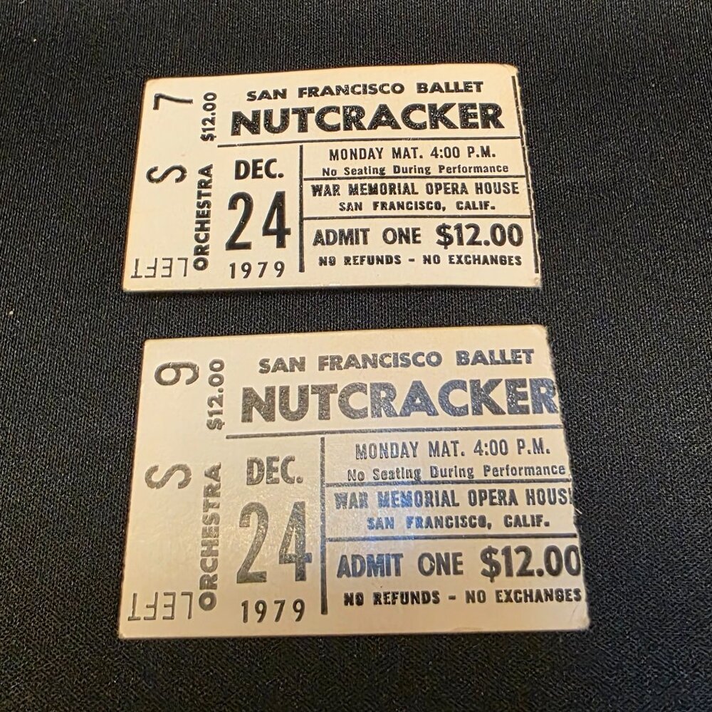 1979 Ticket Stubs San Francisco Ballet Nutcracker War Memorial Opera House vtg